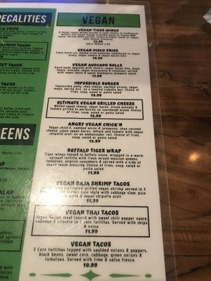 Vegan menu 😊 at The Green Pig Pub in Salt Lake City
