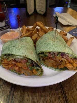 Buffalo wrap with fries  at The Green Pig Pub in Salt Lake City