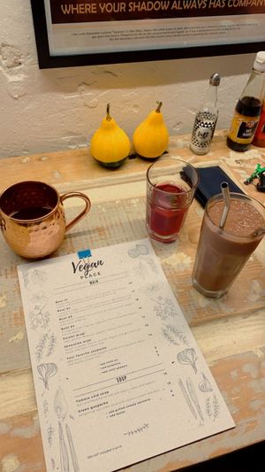 Kombucha, hibiscus and cocoa smoothie at Vegan Place in Tbilisi