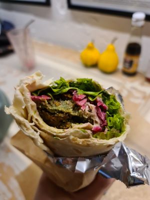 Falafel wrap at Vegan Place in Tbilisi