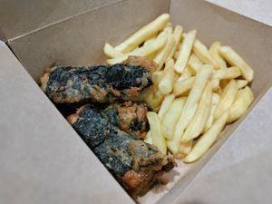 Tofu 'fish' and chips at Vegan Place in Tbilisi