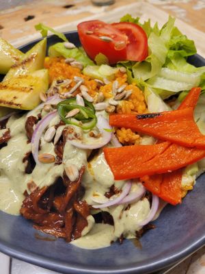 Small size seitan bowl at Vegan Place in Tbilisi