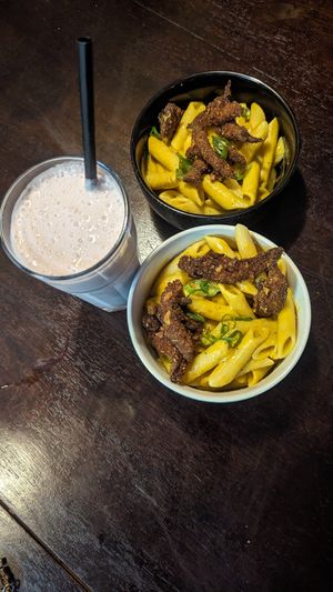 Mac & cheese with penne at Vegan Place in Tbilisi