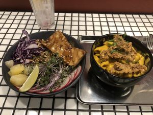 Bowl #1 and Mac and cheese   at Vegan Place in Tbilisi