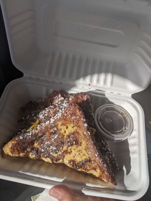 Montecristo sandwich. French toast, vegan bacon and cheese. Amazing! at Little Barn Coffee House in Los Angeles