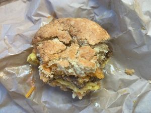 Home made sausage with just eggs. at Little Barn Coffee House in Los Angeles