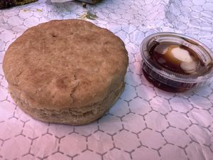 Biscuit with maple butter  at Little Barn Coffee House in Los Angeles