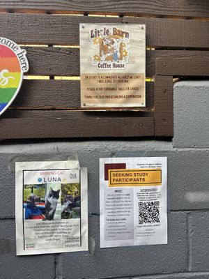 Patio Rules & News Bulletins.  at Little Barn Coffee House in Los Angeles