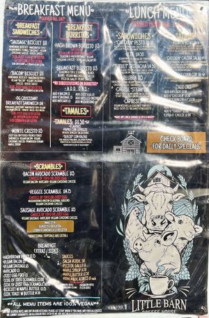 Menu   at Little Barn Coffee House in Los Angeles