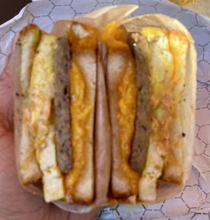 Biscuit sandwich   at Little Barn Coffee House in Los Angeles