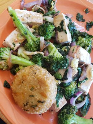 Veggie platter with Japanese Rice Croquettes at Paul and Elizabeth's in Northampton