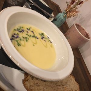 Celeriac graviola soup  at Oliveira Kitchen in East London