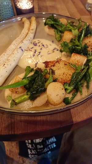 Joke type of main course (smaller than the green asparagus starter?) at Oliveira Kitchen in East London