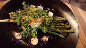Green asparagus at Oliveira Kitchen in East London
