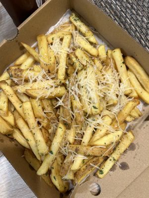 Vegan cheesy fries  at The Wood Shed Pizza in Louth