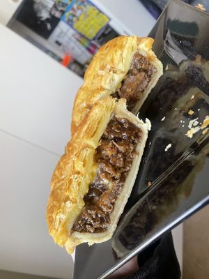 Vegan steak and cheese pie  at Richoux Patisserie in Auckland
