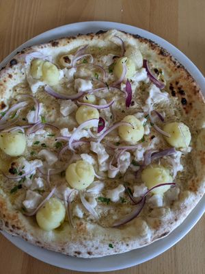 Patate pizza at Pizzeria Grano in Vancouver