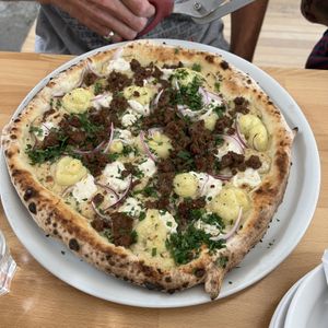 Patate, add plant based sausage  at Pizzeria Grano in Vancouver