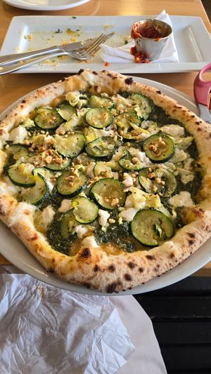 Pesto pizza at Pizzeria Grano in Vancouver