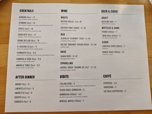 Menu - Back at Pizzeria Grano in Vancouver