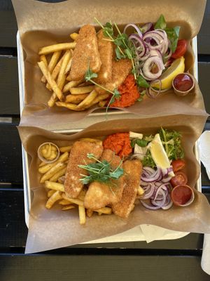 Twice fish and chips   at Kåseberga Fisk AB in Loderup