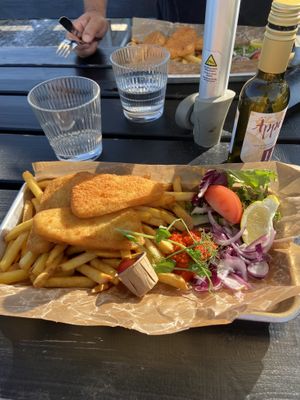 Vegan fish n’ chip 🍟   at Kåseberga Fisk AB in Loderup