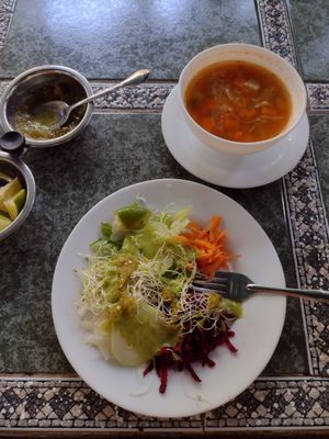 Salad and soup at Gopals - Vegetariano's in Cancun