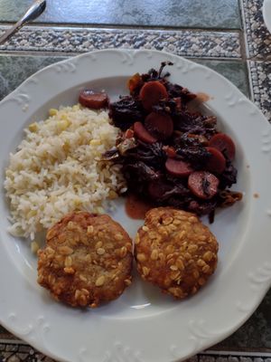 Rice, patties, and soon be sort of hash at Gopals - Vegetariano's in Cancun