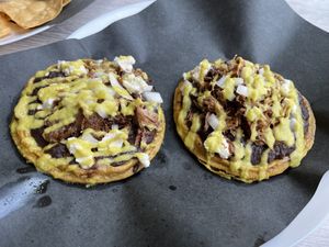 sopes with jackfruit suadero  at Chilango PDX in Portland