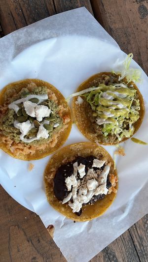 Mole negro, mole verde, and campana   at Chilango PDX in Portland