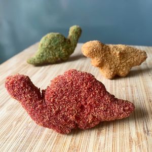 Vegan dinosaur “chicken” nuggets  at How On Earth in Exeter