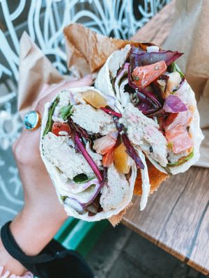 Vegan coronation chicken wrap at How On Earth in Exeter