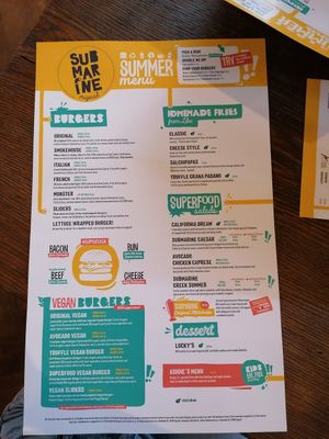 Menu at Submarine Burger in Rijeka