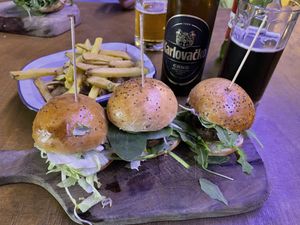 Vegan Burger Triplet  at Submarine Burger in Rijeka