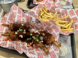 Korean wings & fries  at Really Happy Chicken in Brighton