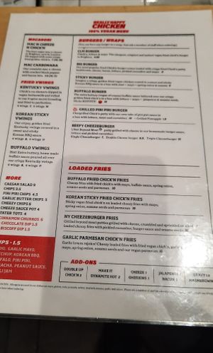 Some of the menu at Really Happy Chicken in Brighton