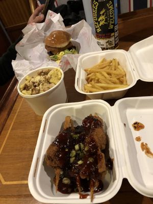 Our feast ft. Refugees welcome sticker ✊🏼  at Really Happy Chicken in Brighton