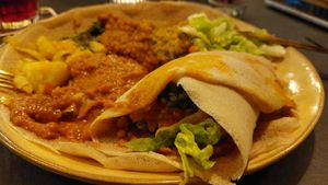 Mixed vegan plate. at Lalibela in Ingolstadt