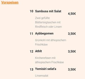 Starters at Lalibela in Ingolstadt