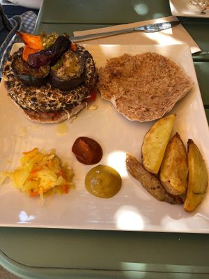 Tempeh burger  at Brio in Tarifa