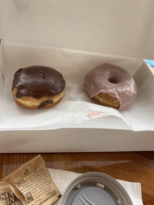 boston cream and strawberry donuts at Joyfully Baked in Gainesville