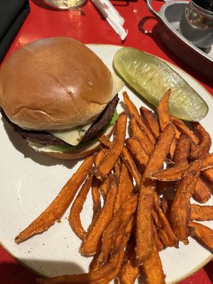 Impossible Burger with Pepper Jack Cheese and Sweet Potato Fries   at Walt Disney World - Whispering Canyon Cafe in Lake Buena Vista