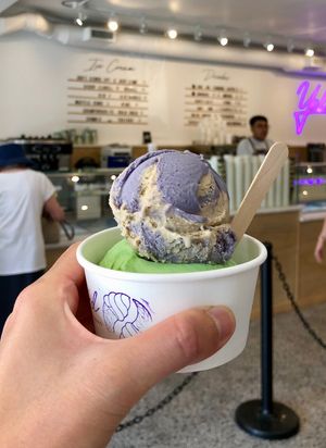 Ube latte and Pandan  at Yelo'd Ice Cream & Bake Shoppe in Edmonton