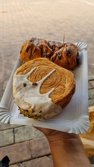 Napolitaner (back) & Palmera with Pistachio filling (front) at Vegabonty in Fuengirola
