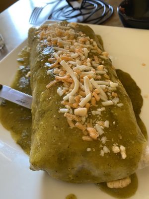 Vegan chorizo and potato burrito!!  at Maria's Mexican Restaurant in South Lake Tahoe