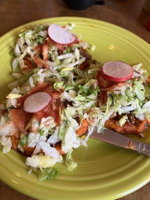 Vegan Ground Beef Sopes  at Maria's Mexican Restaurant in South Lake Tahoe