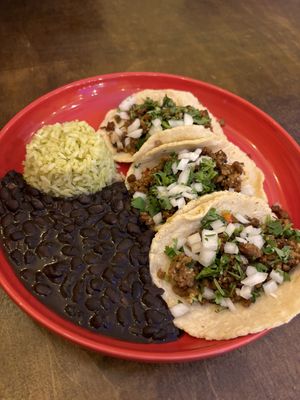 Vegan ground beef tacos  at Maria's Mexican Restaurant in South Lake Tahoe
