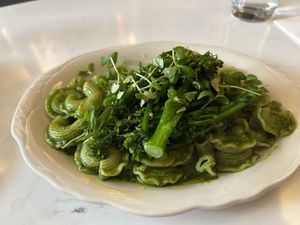 Vegan pesto pasta   at The Flying Noodle in Traverse City