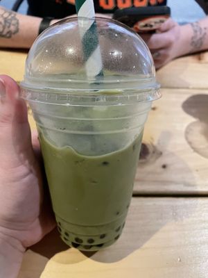 matcha boba with oat milkk  at Oppa in St Andrews