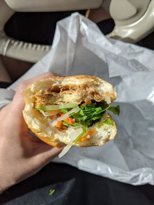 #5 Grilled Gluten Ham at  Van Nien Vegan Baguette Food Coffee Tea in Portland